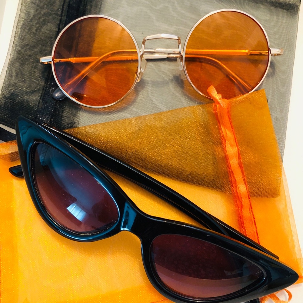 Stylish Black and Orange Sunglasses Set for Halloween Decor or Costume 2pair